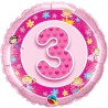 Qualatex 18 Inch Round Foil Balloon - Age 3 Pink Fairies