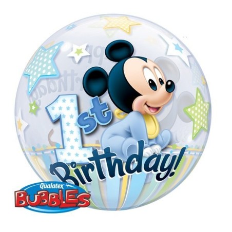 Qualatex 22 Inch Single Bubble Balloon - Mickey Mouse 1st Birthday