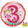 Qualatex 18 Inch Round RE Foil Balloon - Age 3 Princess Polka Dots