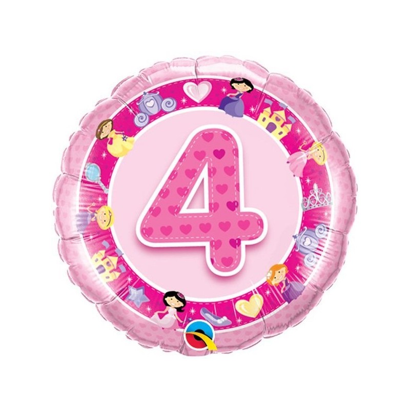 Qualatex 18 Inch Round Foil Balloon - Age 4 Pink Princess