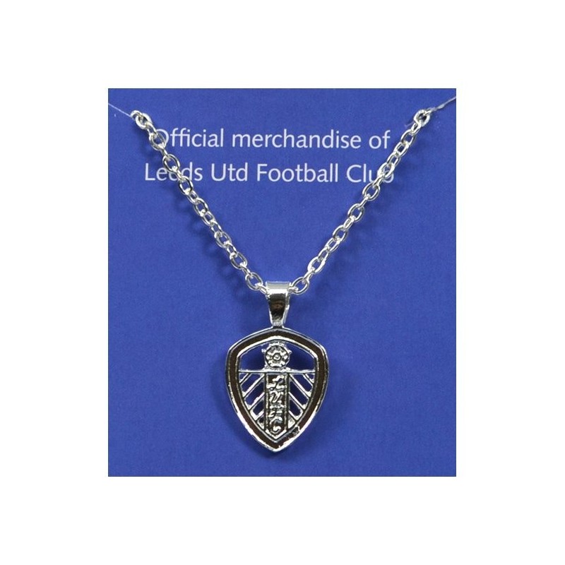 Leeds United Silver Plated Crest Pendant/Chain