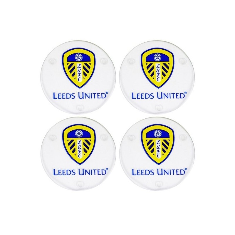 Leeds United Round Glass Coasters - 4PK