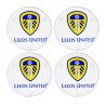 Leeds United Round Glass Coasters - 4PK