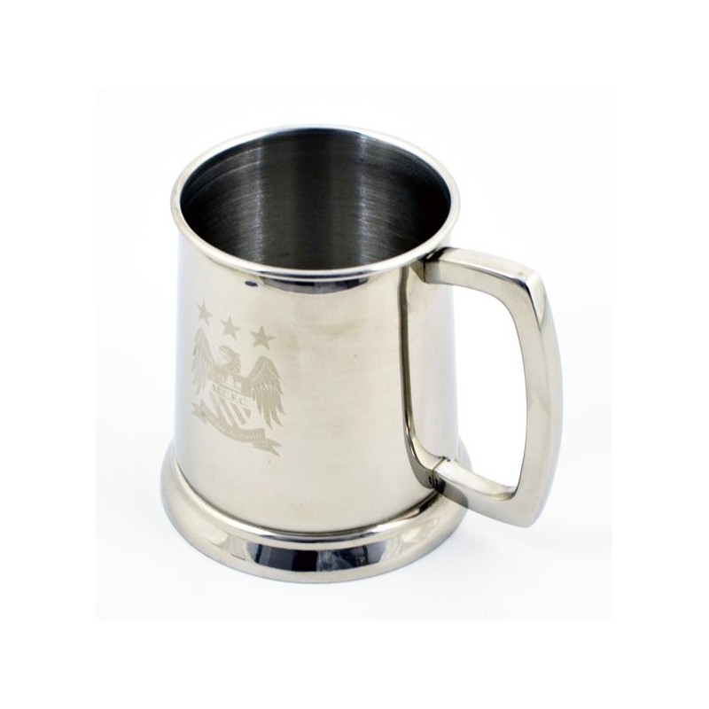 Manchester City Glass Base Stainless Steel Tankard