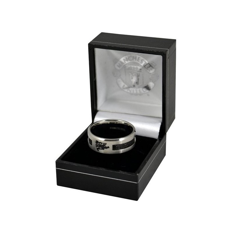 Manchester United Black Inlay Ring - Small