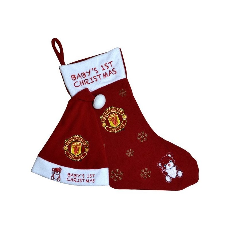 Manchester United Baby@@s 1st Xmas Hat & Stocking