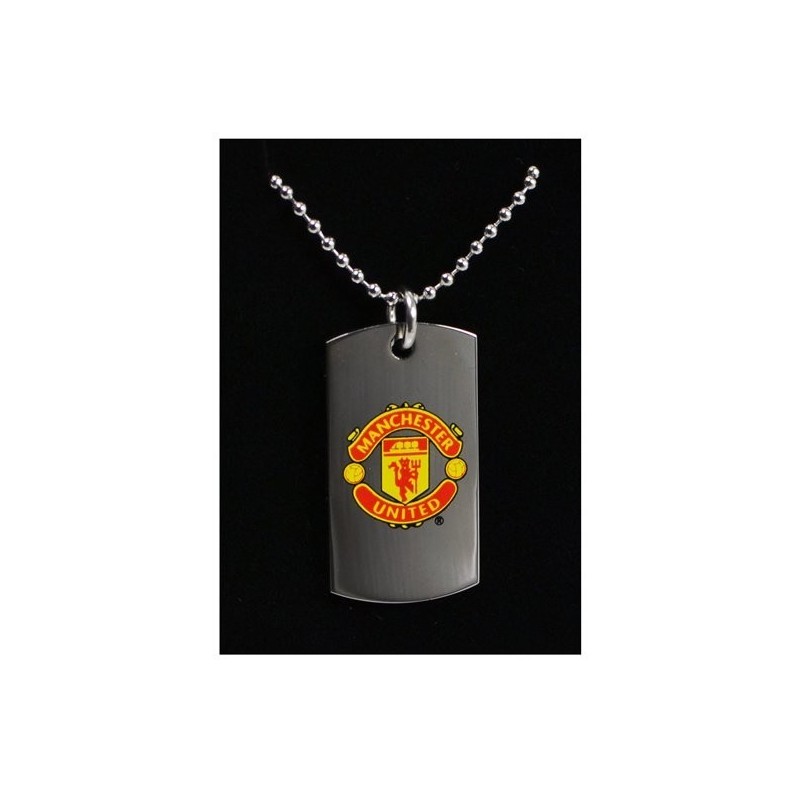 Manchester United Colour Crest Dog Tag & Chain