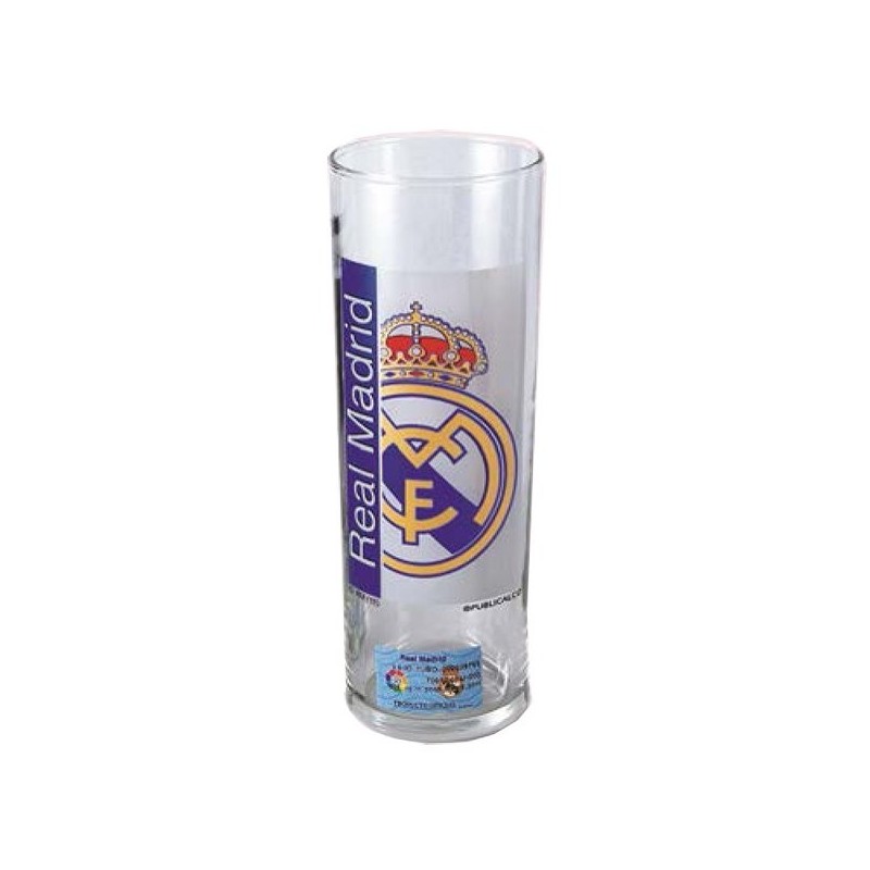 Real Madrid Crest Glass Tumbler - White