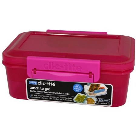 Clic-Tite1.1L Double Decker Sandwich Box - Pink
