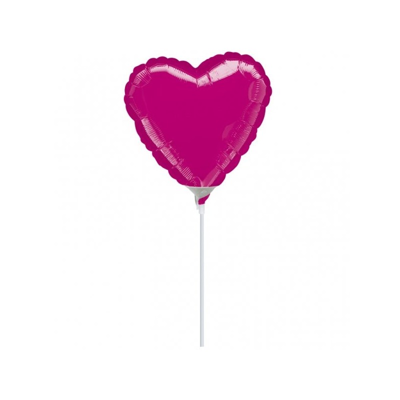 Anagram 4 Inch Heart Foil Balloon - Fuchsia