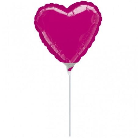 Anagram 4 Inch Heart Foil Balloon - Fuchsia