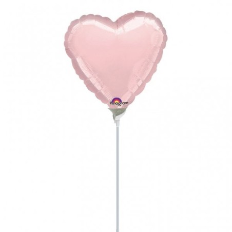 Anagram 4 Inch Heart Foil Balloon - Pastel Pink