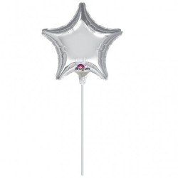 Anagram 4 Inch Star Foil Balloon - Silver