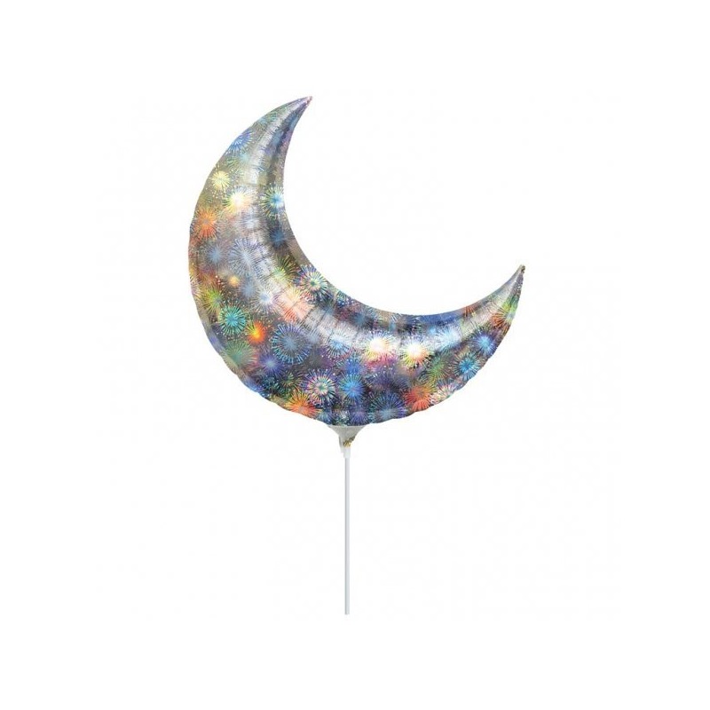 Anagram 17 Inch Crescent Foil Balloon - Holo Fireworks