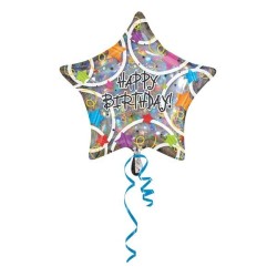 Anagram 18 Inch Star Foil Balloon - Happy Birthday Stars