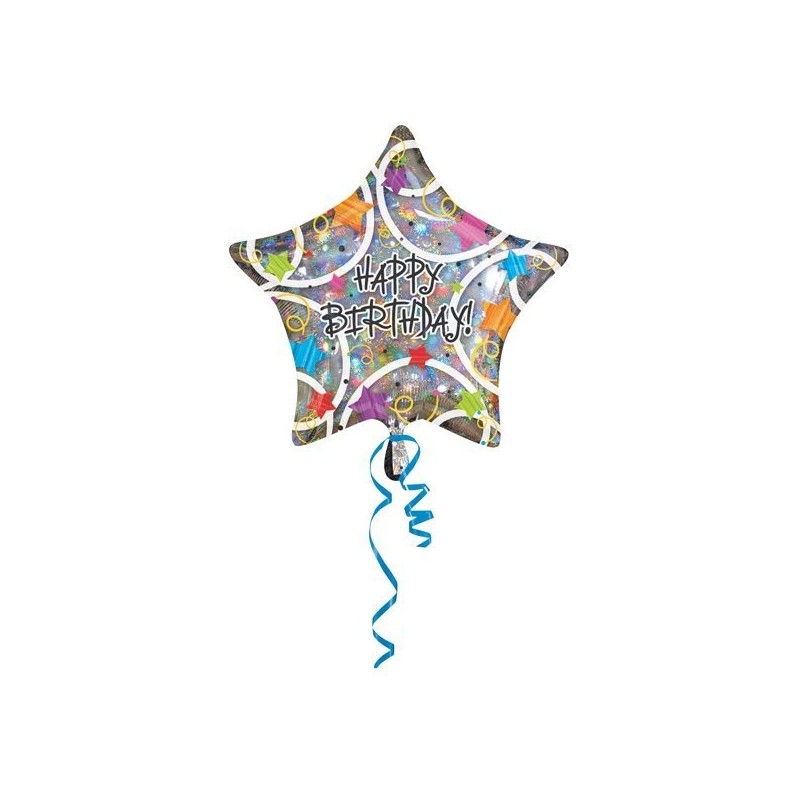 Anagram 18 Inch Star Foil Balloon - Happy Birthday Stars