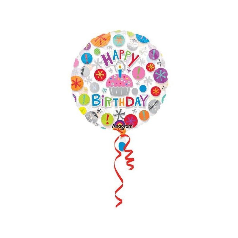 Anagram 18 Inch Circle Foil Balloon - Birthday Cupcake