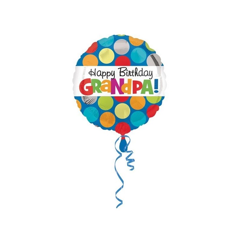 Anagram 18 Inch Circle Foil Balloon - Polka Grandpa Birthday