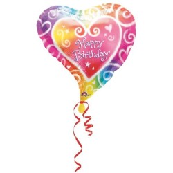 Anagram 18 Inch Heart Foil Balloon - Watercolour Birthday