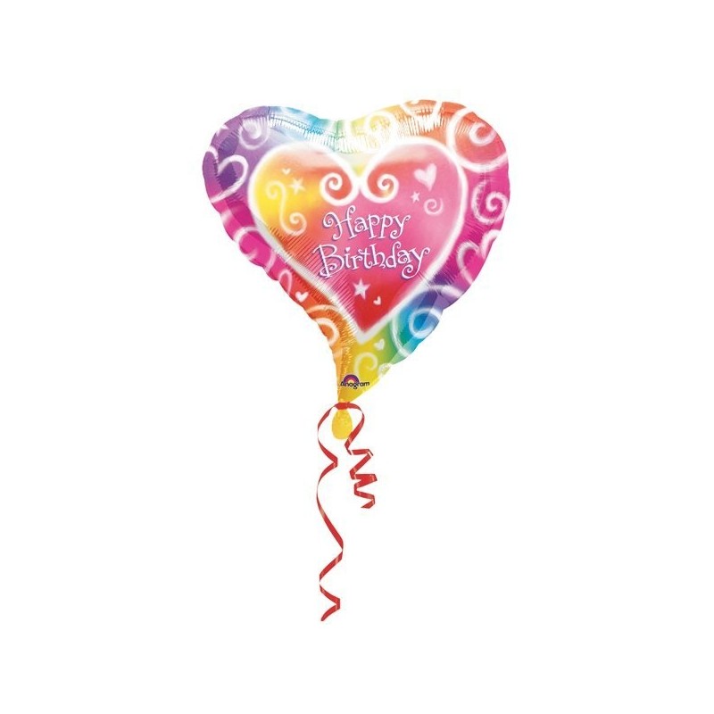 Anagram 18 Inch Heart Foil Balloon - Watercolour Birthday