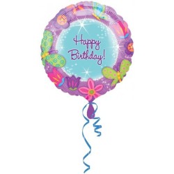 Anagram 18 Inch Circle Foil Balloon - Shimmering Butterflies Birthday