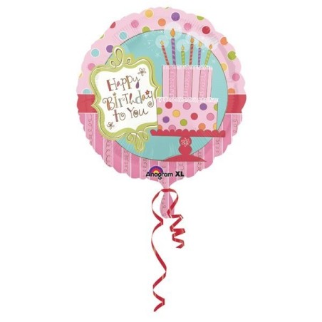 Anagram 18 Inch Circle Foil Balloon - Sweet Stuff Cake Happy Birthday
