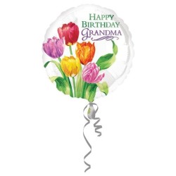 Anagram 18 Inch Circle Foil Balloon - Grandma Tulip Birthday