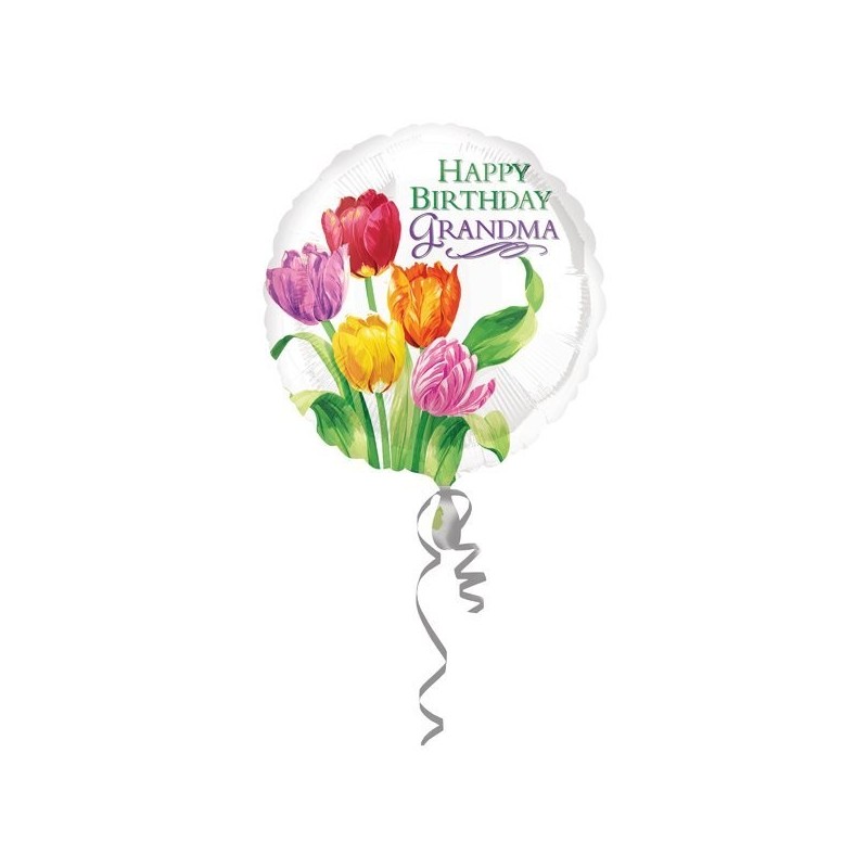 Anagram 18 Inch Circle Foil Balloon - Grandma Tulip Birthday