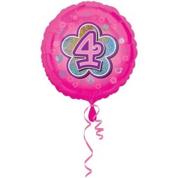 Anagram 18 Inch Circle Foil Balloon - Pink Flowers 4 Holo
