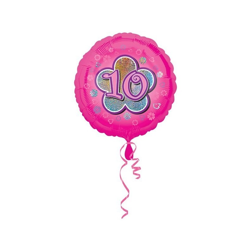 Anagram 18 Inch Circle Foil Balloon - Pink Flowers 10 Holo