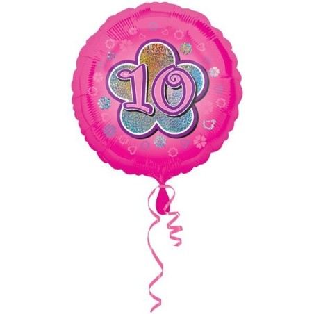 Anagram 18 Inch Circle Foil Balloon - Pink Flowers 10 Holo