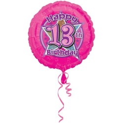 Anagram 18 Inch Circle Foil Balloon - Pink Flowers 13 Holo