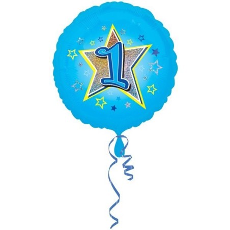 Anagram 18 Inch Circle Foil Balloon - Blue Stars 1 Holo