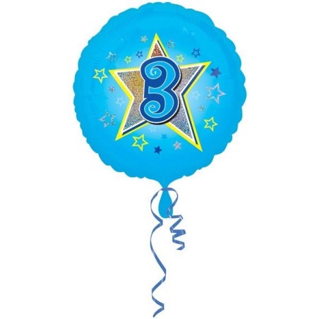 Anagram 18 Inch Circle Foil Balloon - Blue Stars 3 Holo