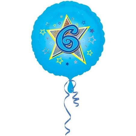 Anagram 18 Inch Circle Foil Balloon - Blue Stars 6 Holo