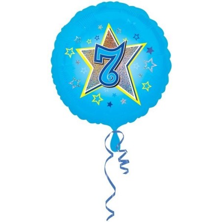 Anagram 18 Inch Circle Foil Balloon - Blue Stars 7 Holo
