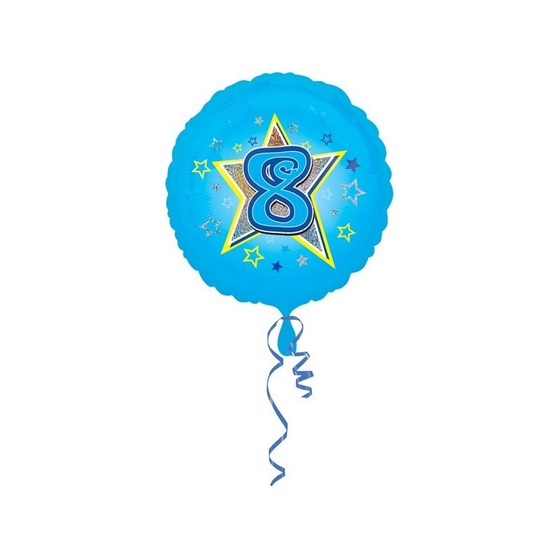 Anagram 18 Inch Circle Foil Balloon - Blue Stars 8 Holo