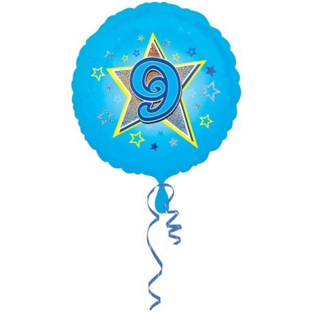 Anagram 18 Inch Circle Foil Balloon - Blue Stars 9 Holo
