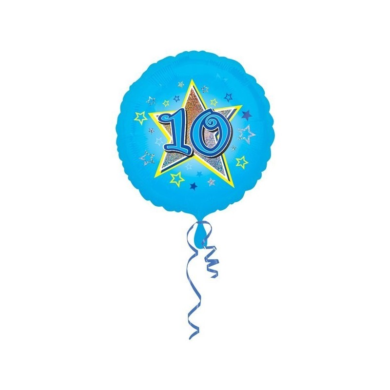 Anagram 18 Inch Circle Foil Balloon - Blue Stars 10 Holo