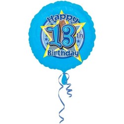 Anagram 18 Inch Circle Foil Balloon - Blue Stars 13 Holo