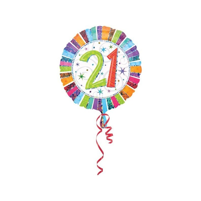 Anagram 18 Inch Circle Foil Balloon - Prismatic Radiant Birthday 21