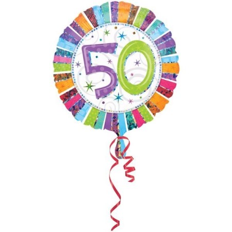 Anagram 18 Inch Circle Foil Balloon - Prismatic Radiant Birthday 50