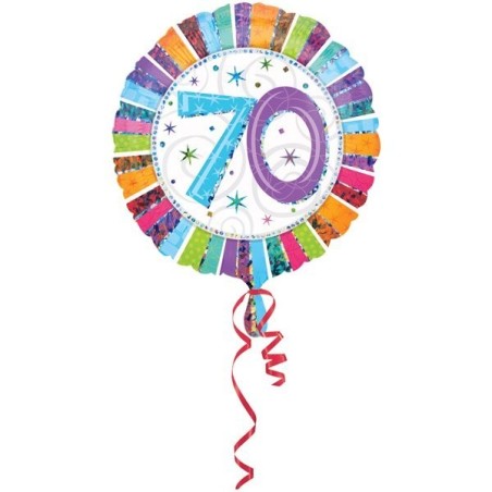 Anagram 18 Inch Circle Foil Balloon - Prismatic Radiant Birthday 70