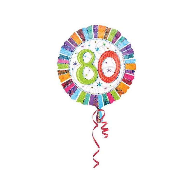 Anagram 18 Inch Circle Foil Balloon - Prismatic Radiant Birthday 80