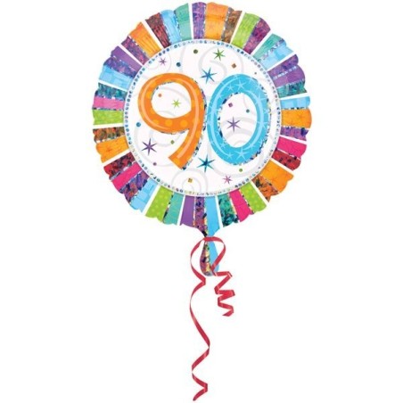 Anagram 18 Inch Circle Foil Balloon - Prismatic Radiant Birthday 90
