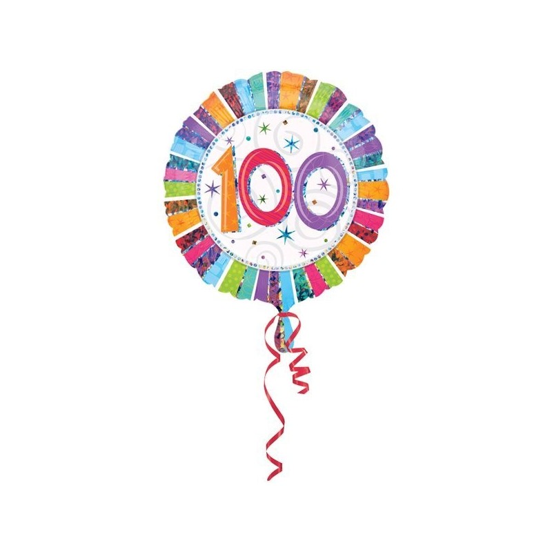 Anagram 18 Inch Circle Foil Balloon - Prismatic Radiant Birthday 100