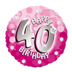 Anagram 18 Inch Holo Everts Foil Balloon - Birthday Pink 40