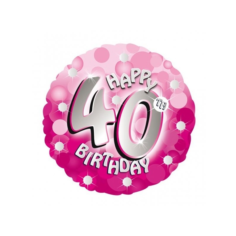 Anagram 18 Inch Holo Everts Foil Balloon - Birthday Pink 40