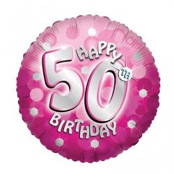 Anagram 18 Inch Holo Everts Foil Balloon - Birthday Pink 50