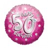 Anagram 18 Inch Holo Everts Foil Balloon - Birthday Pink 50